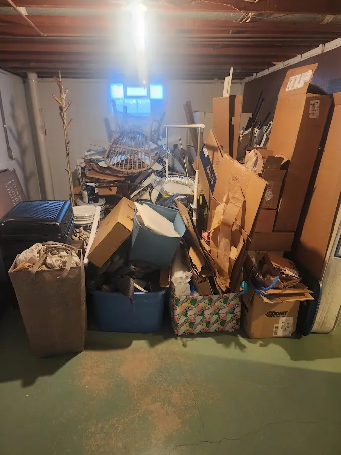 Roll-off dumpster container at job site for 4 Yard Dumpster Rental in Parma Heights